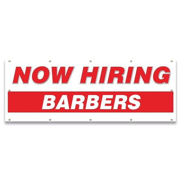 Now Hiring Barbers Banner Apply Inside Accepting Application Single Sided